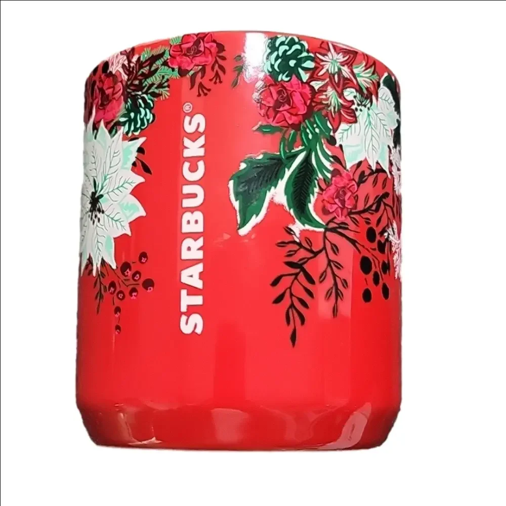 Starbucks Holiday Red White Green Poinsettia Christmas 2022 Ceramic Mug Cup 8oz